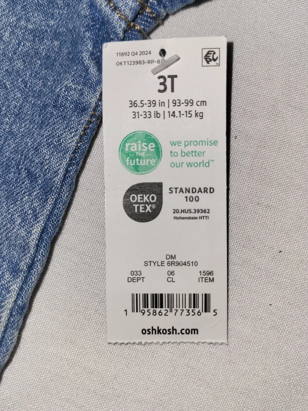 Toddler Unisex OshKosh B'gosh Kids' Light Blue Denim Jacket